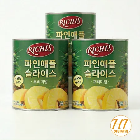 동서 리치스 파인애플 통조림 슬라이스 프리미엄 3kg 이미지