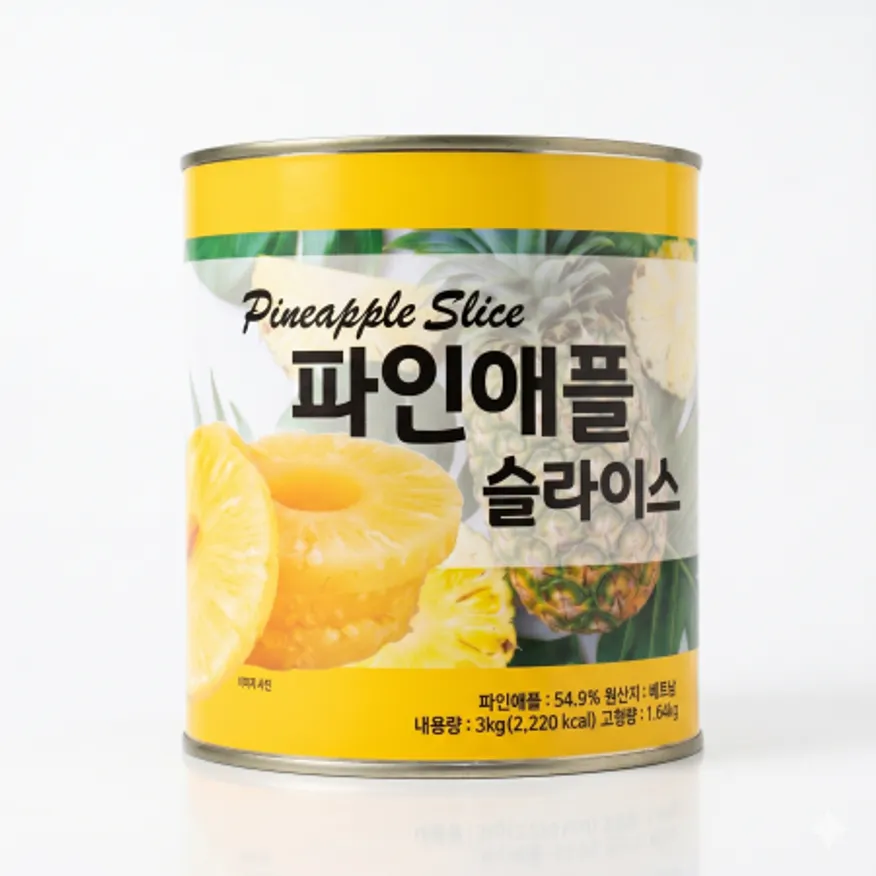 카이엔 파인애플 통조림 슬라이스 3kg x 6개/대용량 업소용 파인애플캔 이미지
