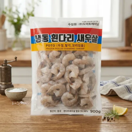 냉동 흰다리 새우살 900g 10팩/손질 깐새우 PDTO 두절 탈각 꼬리있음 칵테일