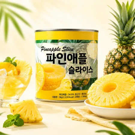 카이엔 파인애플 통조림 슬라이스 3kg x 6개/대용량 업소용 파인애플캔 이미지