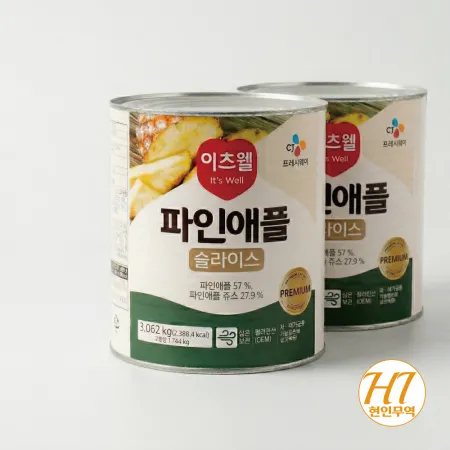 CJ프레시웨이 이츠웰 파인애플 통조림 슬라이스 3kg 이미지