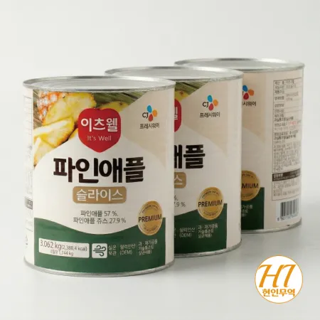 CJ프레시웨이 이츠웰 파인애플 통조림 슬라이스 3kg 이미지