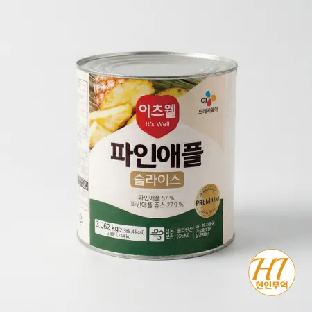 CJ프레시웨이 이츠웰 파인애플 통조림 슬라이스 3kg