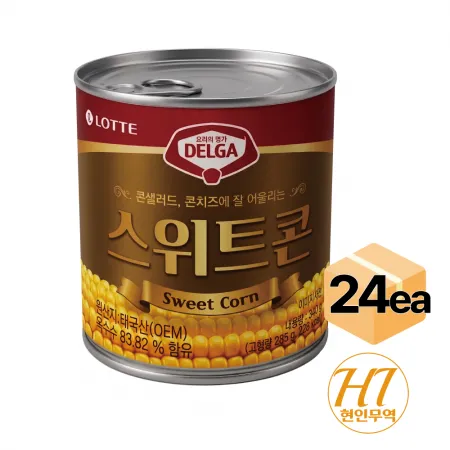 롯데 델가 옥수수캔 스위트콘 통조림 340g x 24개/ 업소용 캔옥수수