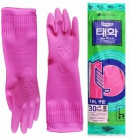 고무장갑 大 꽃밴 핑크 / 태화