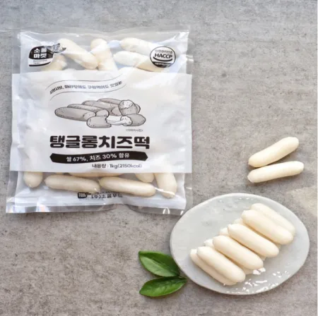 소울마켓 탱글롱치즈떡*1KG(38g/27개정도)-모짜렐라20%함유-[아이스박스 1박스 8봉]