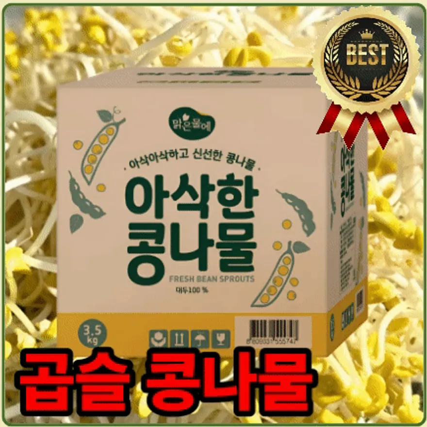 ★입점 특가★ 곱슬이 콩나물 (수입콩 / 국내제조) 3.5kg (±10%) box 이미지