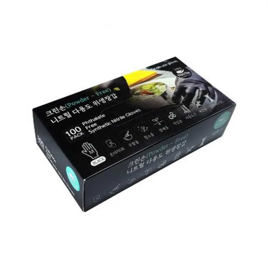 크린손 니트릴 다용도 위생장갑 중형 블랙 100매 이미지