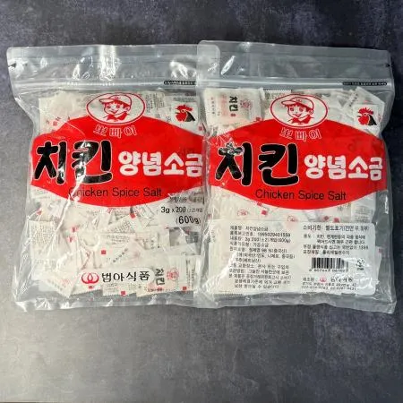 범아 뽀빠이 치킨 양념소금 600g(3g X 200) 10봉 배달용 미니소금 이미지