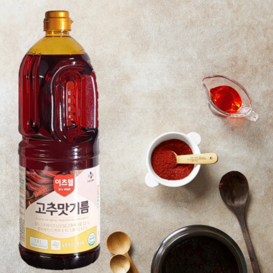 이츠웰 고추맛기름 1.8L x 8개 매운 고추씨기름 이미지