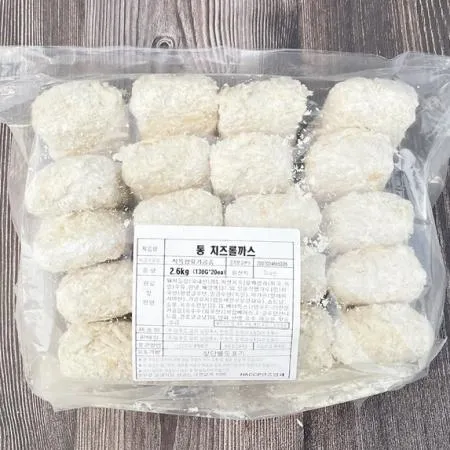 통치즈롤까스(130gX20장)총2.6kg1봉 텔푸드전문점용 모짜렐라치즈가득 큰사이즈 냉동 업소용 이미지