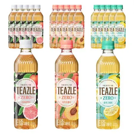 웅진 티즐 제로 3종 세트 500ml (피치우롱티+유자그린티_자몽블랙티)