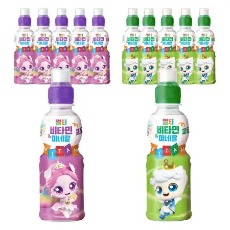 웅진 캐치티니핑 멀티비타민&미네랄 2종 세트 200ml (포도맛+파인애플맛)
