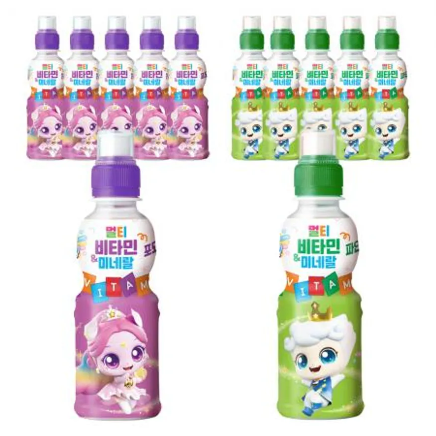 웅진 캐치티니핑 멀티비타민&미네랄 2종 세트 200ml (포도맛+파인애플맛) 이미지