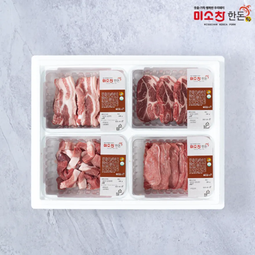 한돈 가족세트 2kg (삼겹살,목살,뒷다리불고기,앞다리찌개용) 이미지