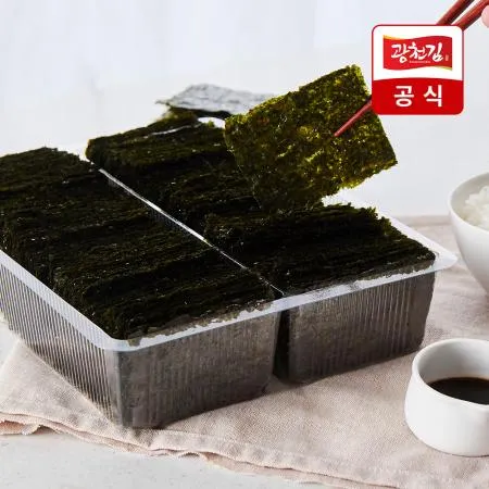 [광천김공식] 간장에 찍어먹는 구운 파래김 120g (약450매 내외) 무조미 대용량 식자재 식탁김 급식 이미지