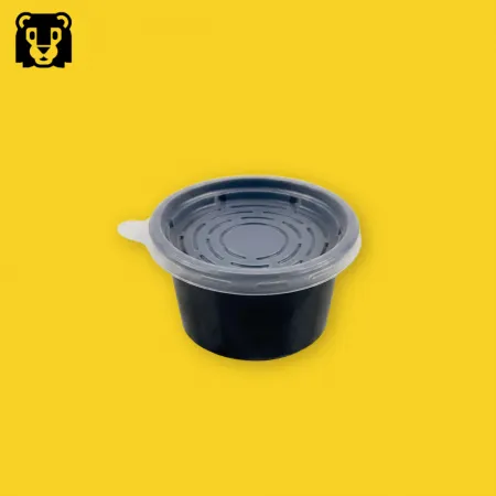 70파이 소스용기 대 검정 몸통+뚜껑 300세트 배달 포장용기
