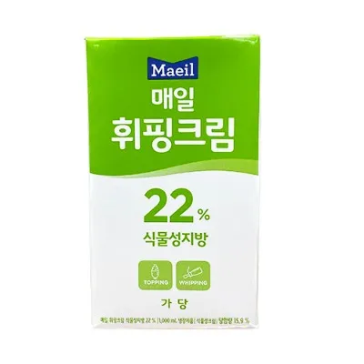 휘핑크림 식물성 지방 22% 1L (매일유업/말레이시아)