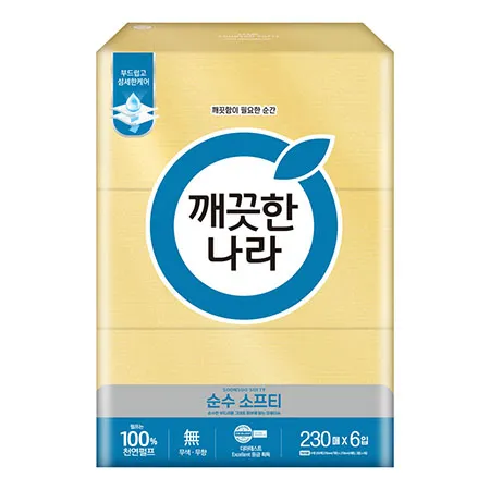 깨끗한나라 미용티슈 순수 소프티 230매 6입 1팩