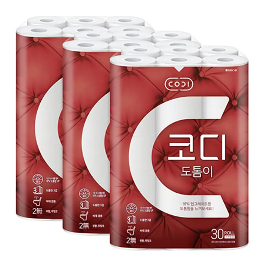 코디 도톰이 화장지 30m 30롤 3개 이미지