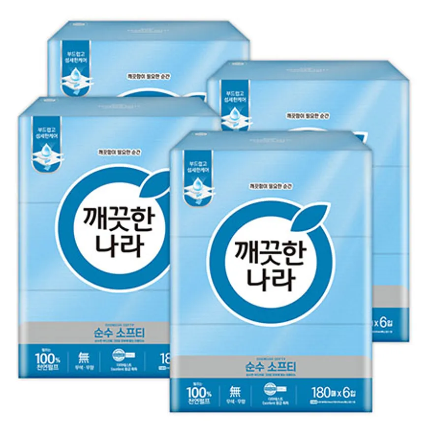 깨끗한나라 미용티슈 순수 소프티 180매 6입 4팩 이미지