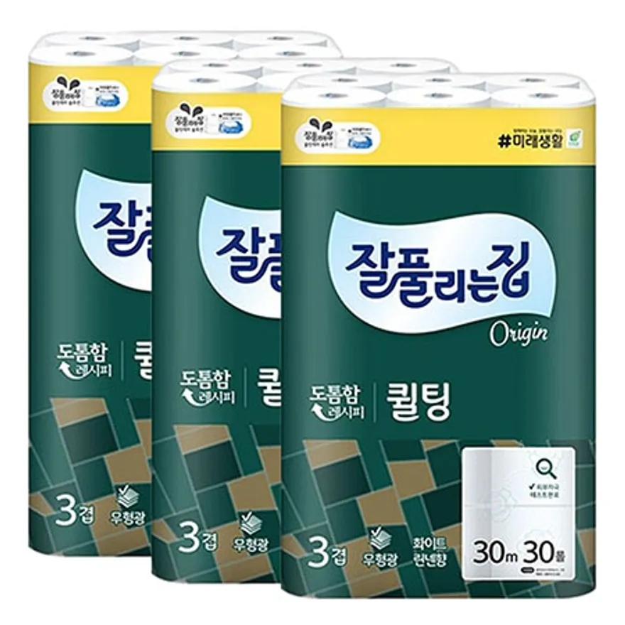 미래생활 잘풀리는집 퀼팅 화장지 30m 30롤 3팩 이미지