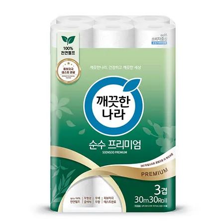 깨끗한나라 화장지 3겹 순수프리미엄 30m 30롤 1팩