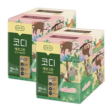코디 에코그린 미용티슈 180매 6입 2개