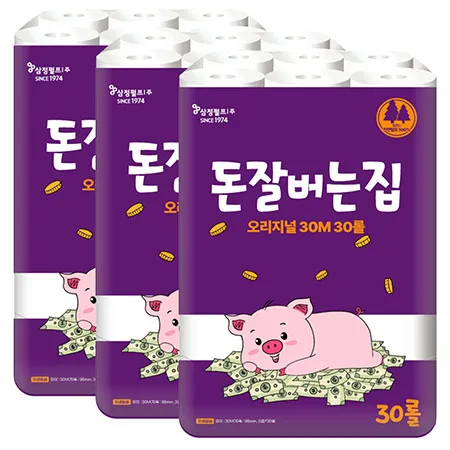 삼정 3겹 돈잘버는집 화장지 30m 30롤 3팩