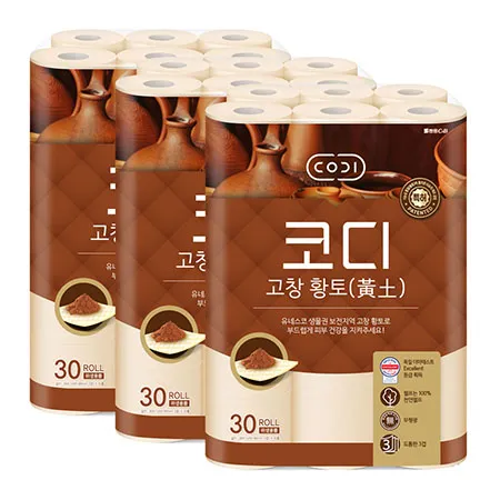 코디 고창 황토 화장지 30m 30롤 3개