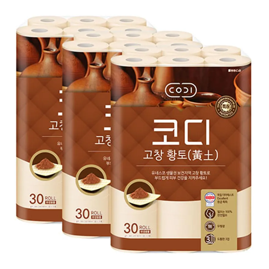 코디 고창 황토 화장지 30m 30롤 3개 이미지