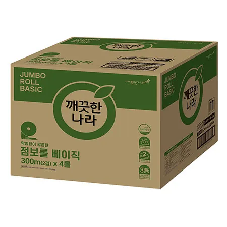 깨끗한나라 2겹 점보롤 베이직 300m 4롤 4팩 1박스