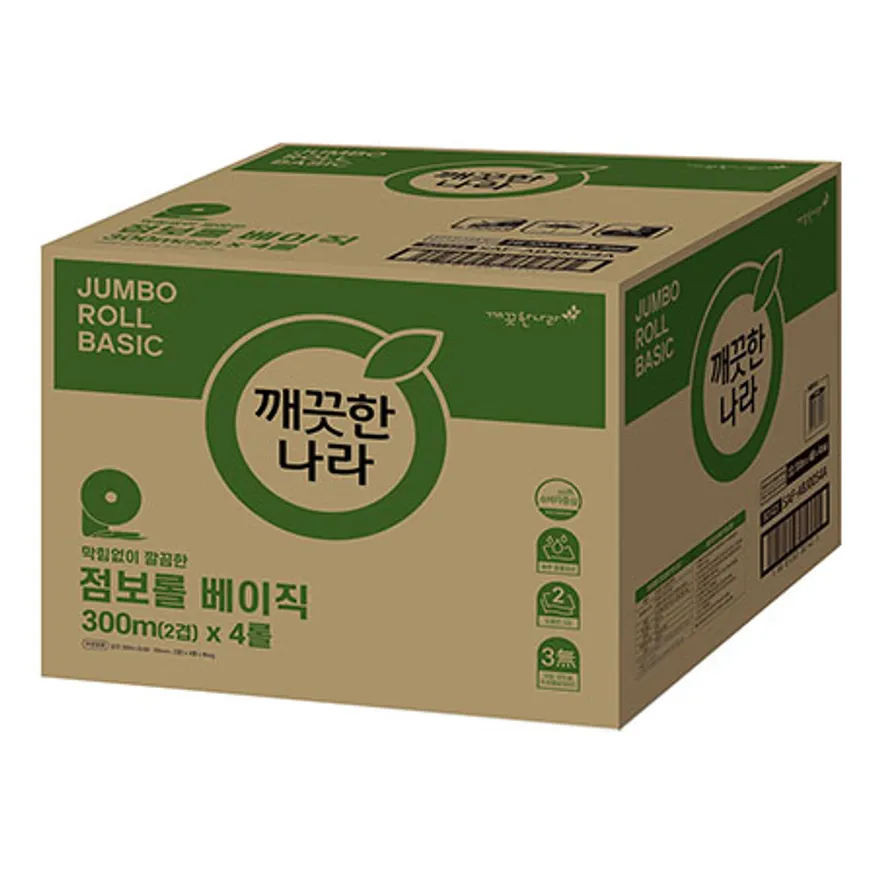 깨끗한나라 2겹 점보롤 베이직 300m 4롤 4팩 1박스 이미지