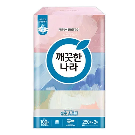 깨끗한나라 미용티슈 순수 소프티 280매 3입 1팩