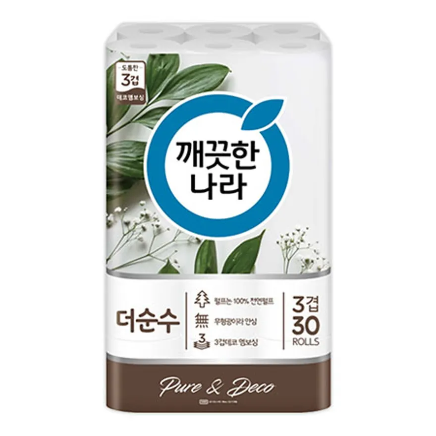 깨끗한나라 더순수 화장지 3겹 25m 30롤 1팩 이미지