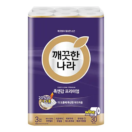깨끗한나라 화장지 3겹 촉앤감 프리미엄 30m 30롤 1팩