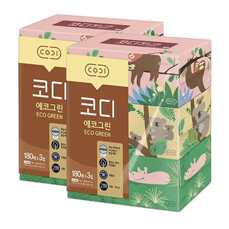코디 에코그린 미용티슈 180매 3입 2개
