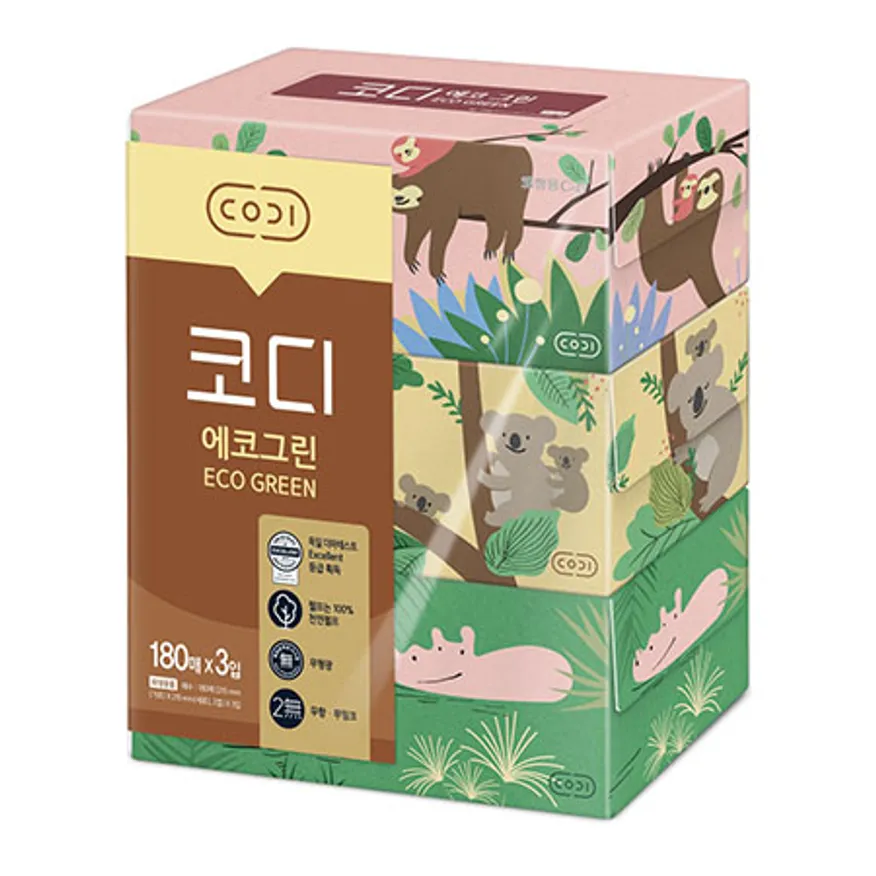 코디 에코그린 미용티슈 180매 3입 1개 이미지
