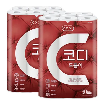 코디 도톰이 화장지 30m 30롤 2개