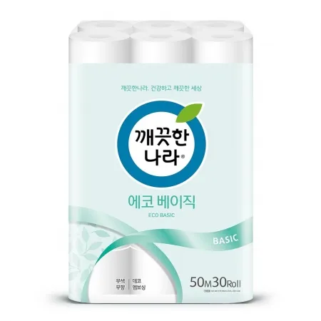 깨끗한나라 화장지 에코 베이직 50m 30롤 1팩