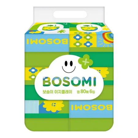깨끗한나라 보솜이 이지플레이 아기물티슈 캡 80매 6입 1팩