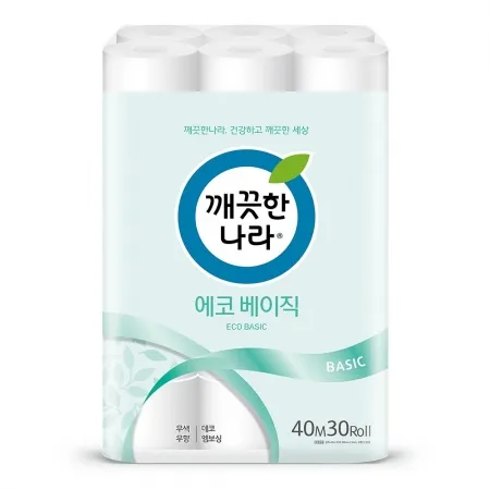 깨끗한나라 화장지 에코 베이직 40m 30롤 1팩