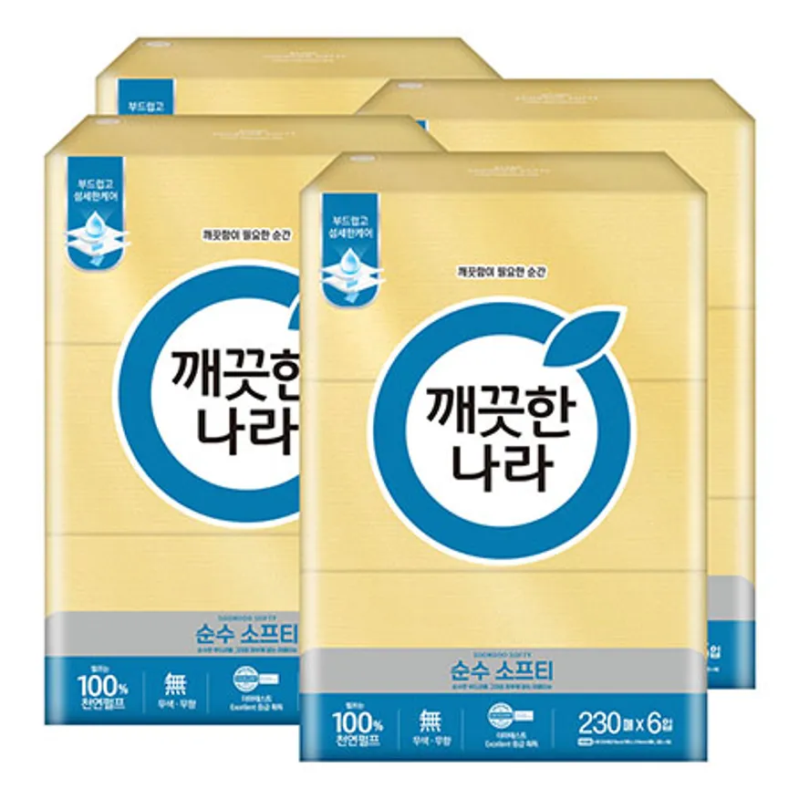 깨끗한나라 미용티슈 순수 소프티 230매 6입 4팩 이미지