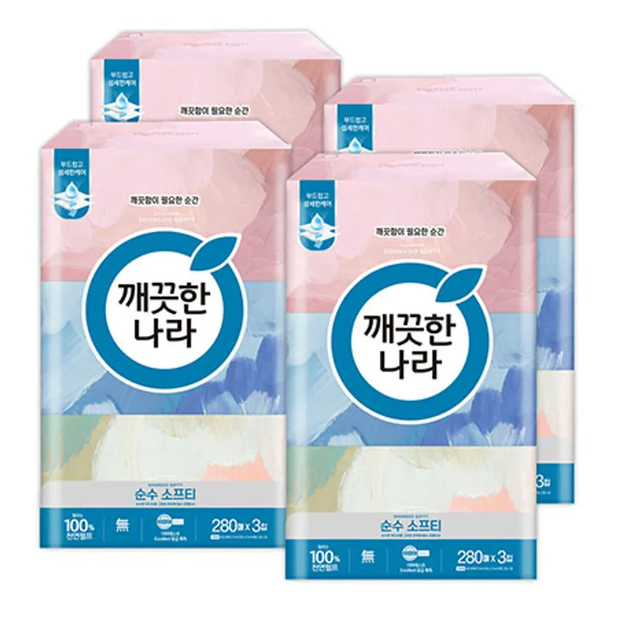 깨끗한나라 미용티슈 순수 소프티 280매 3입 4팩 이미지