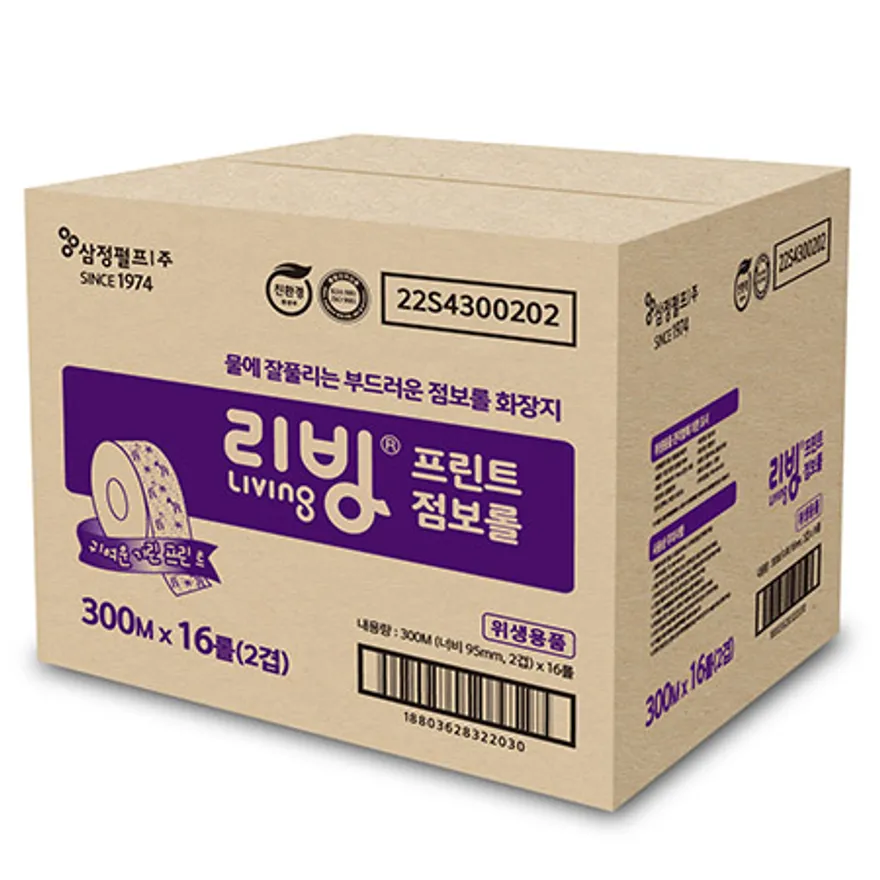 삼정 리빙 프린트 점보롤 300m 4롤 4팩 1박스 이미지