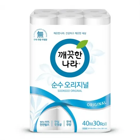 깨끗한나라 화장지 순수 오리지널 2겹 40m 30롤 1팩