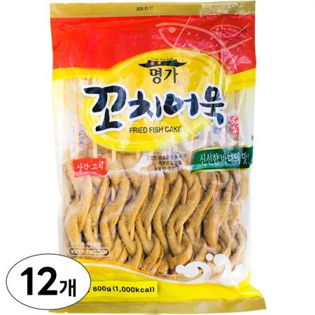 명가 사각 꼬치어묵 800g x 12봉 - 1박스 (32g x 25꼬치, 소)