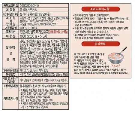 한맥 명가등심돈까스(250g*5입 1.25Kg/EA) 이미지