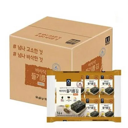 청정원 대용량 들기름 바사삭김 4g 16개입x4개 (총 64개) 이미지