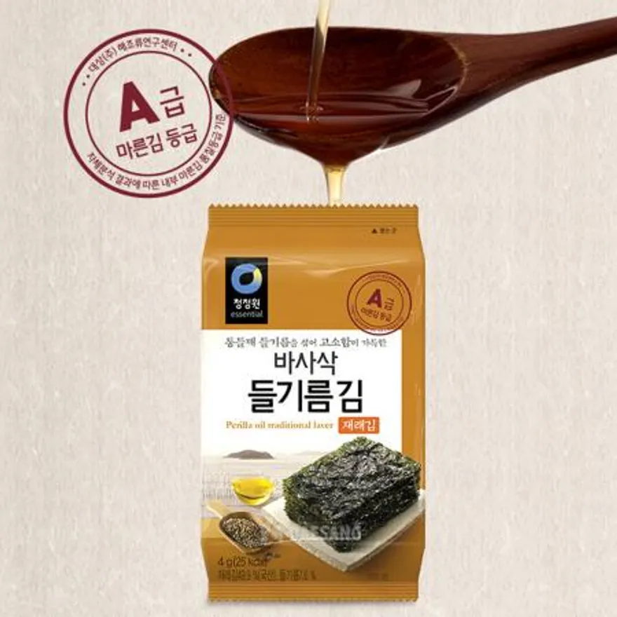 청정원 대용량 들기름 바사삭김 4g 16개입x4개 (총 64개) 이미지